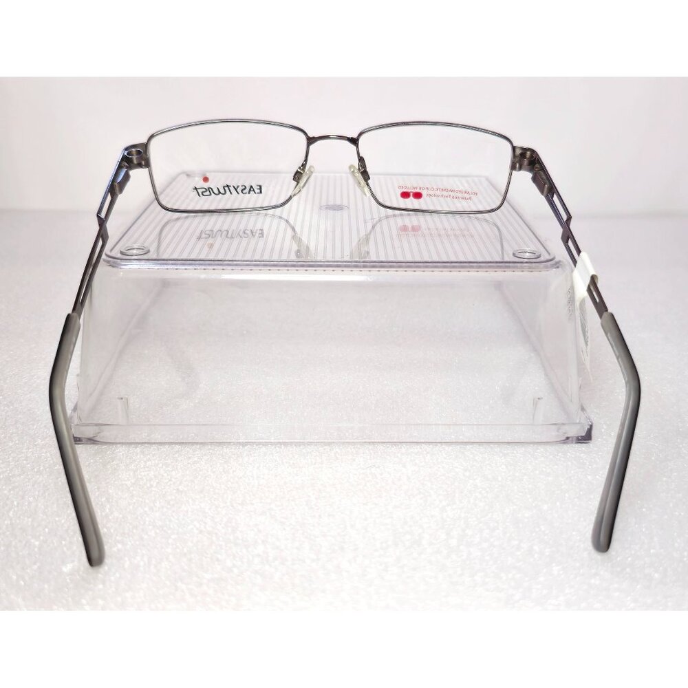 Rectangular Silver Metal Full Rim EasyTwist Polarized Clip-on Glasses 51-16-135 - Picture 4 of 13